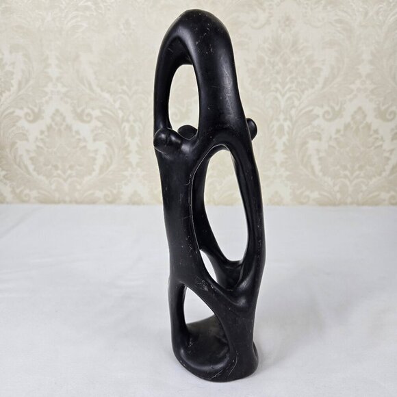 Ri-Ri-Ku Family Tree Black Soapstone Sculpture Handmade in Kenya - Picture 2 of 7